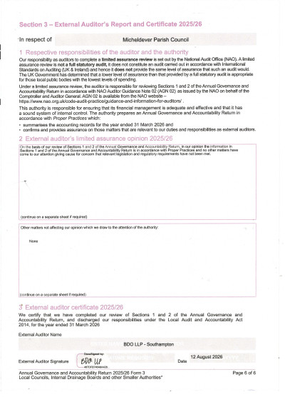 2026 External Auditors Report