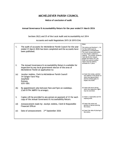 2026 Notice of Conclusion of Audit